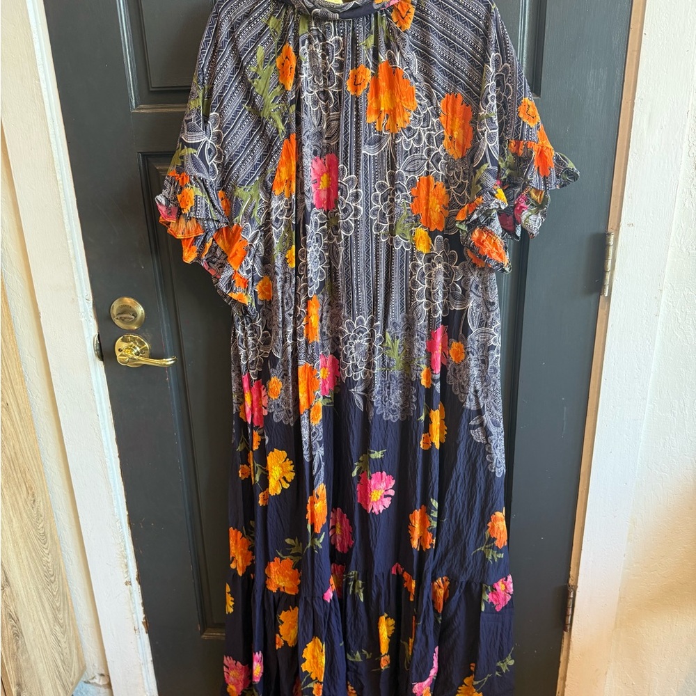 Anthropologie Navy Floral Maxi Dress - Picture 4 of 4